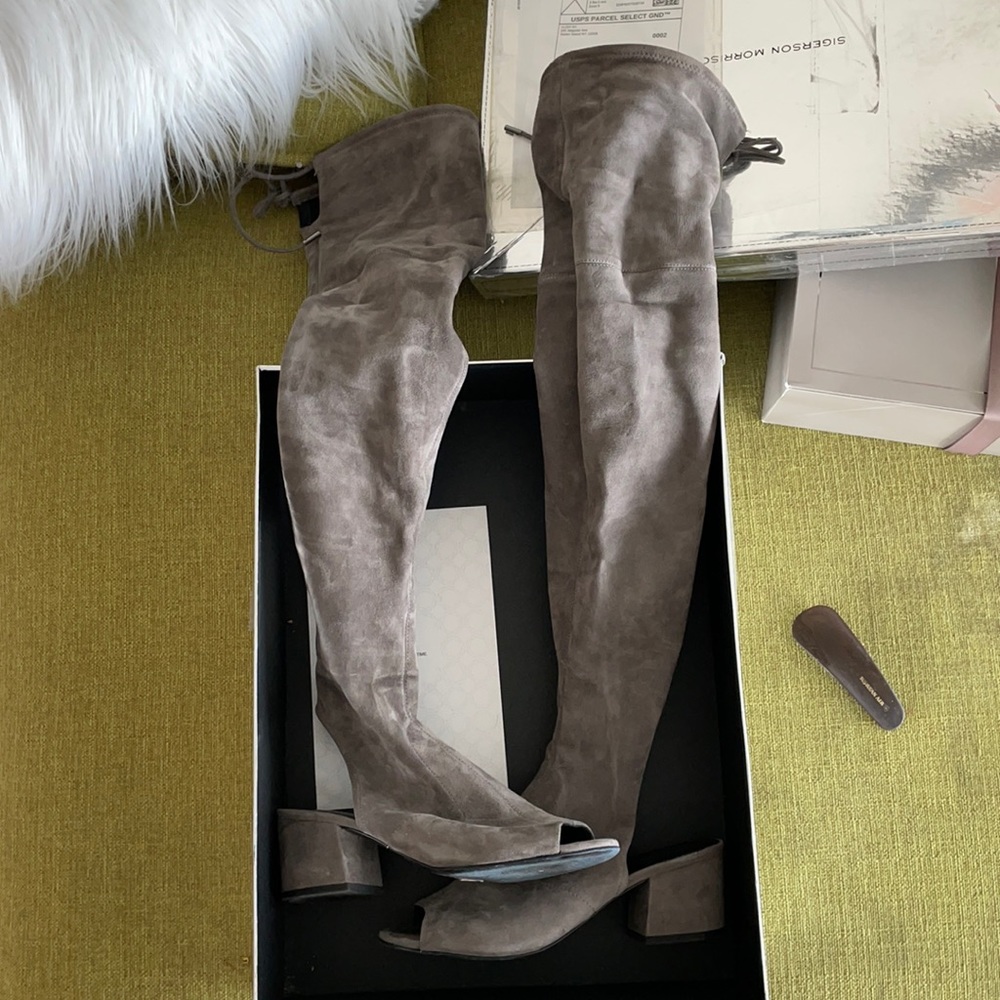 Open toe high boots
